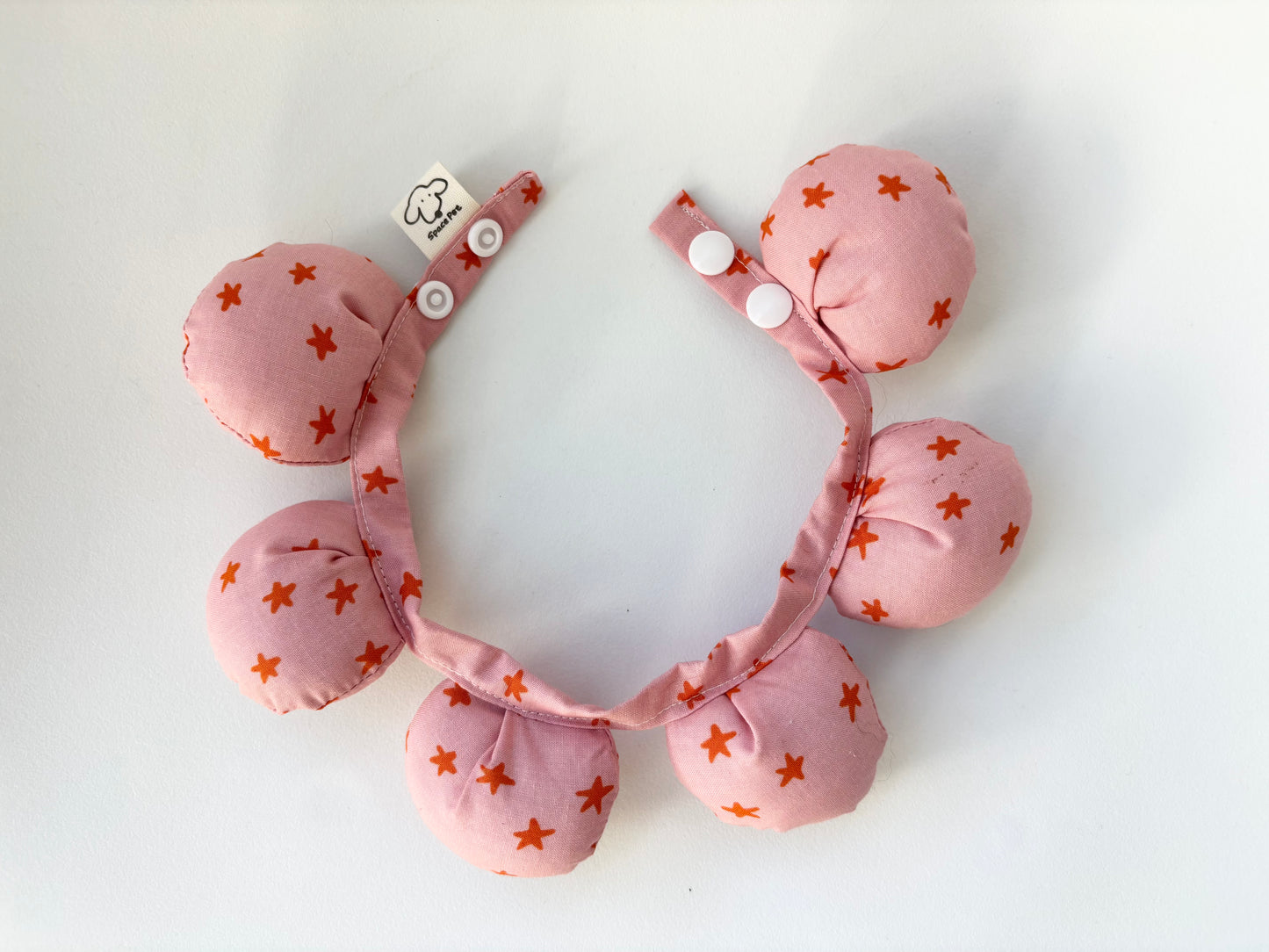 Puff Flower Bandana for Cats and Dogs (Pink Star)– Adjustable Collar Accessory