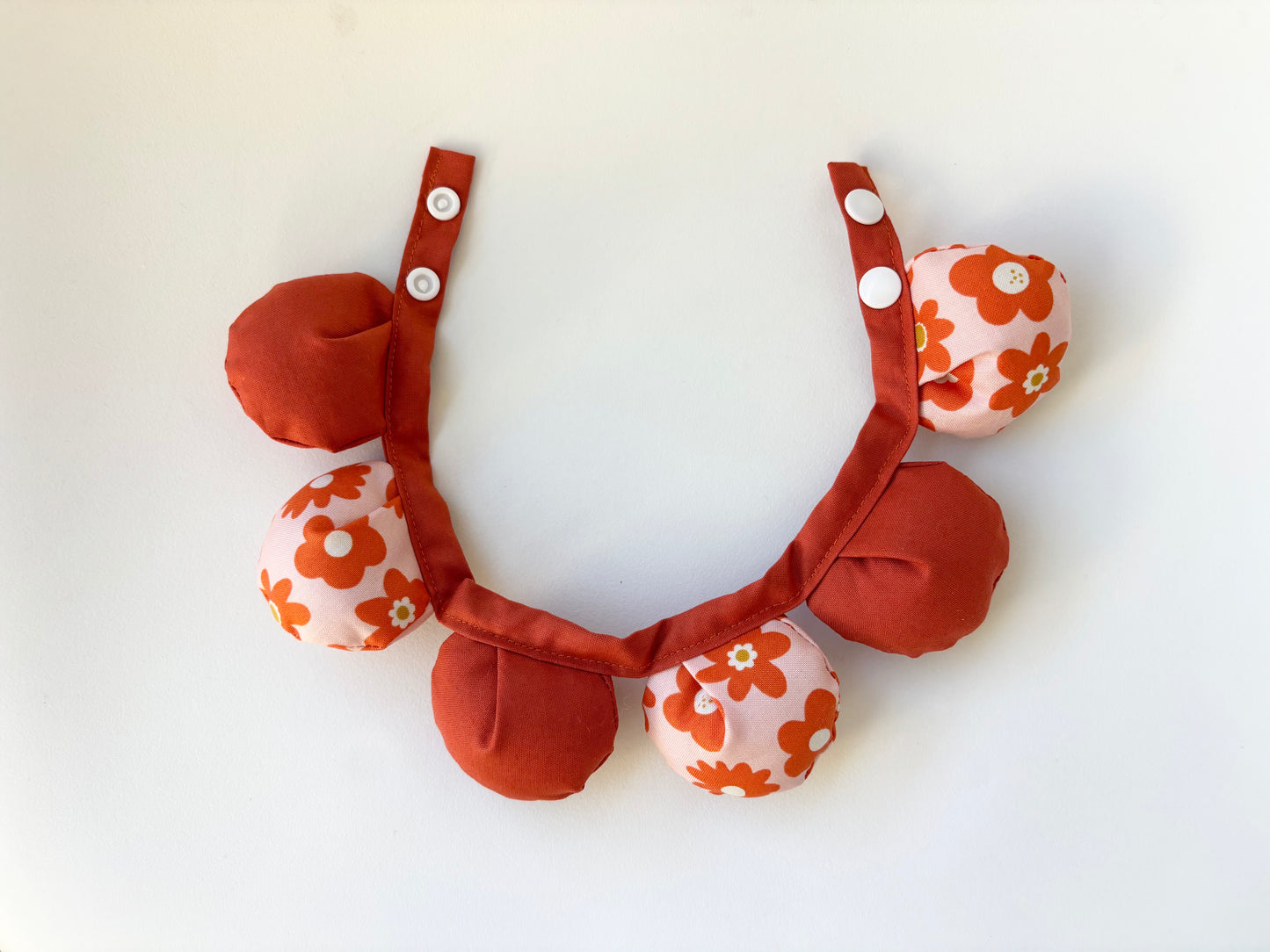 Puff Flower Bandana for Cats and Dogs (Red + Flower)– Adjustable Collar Accessory