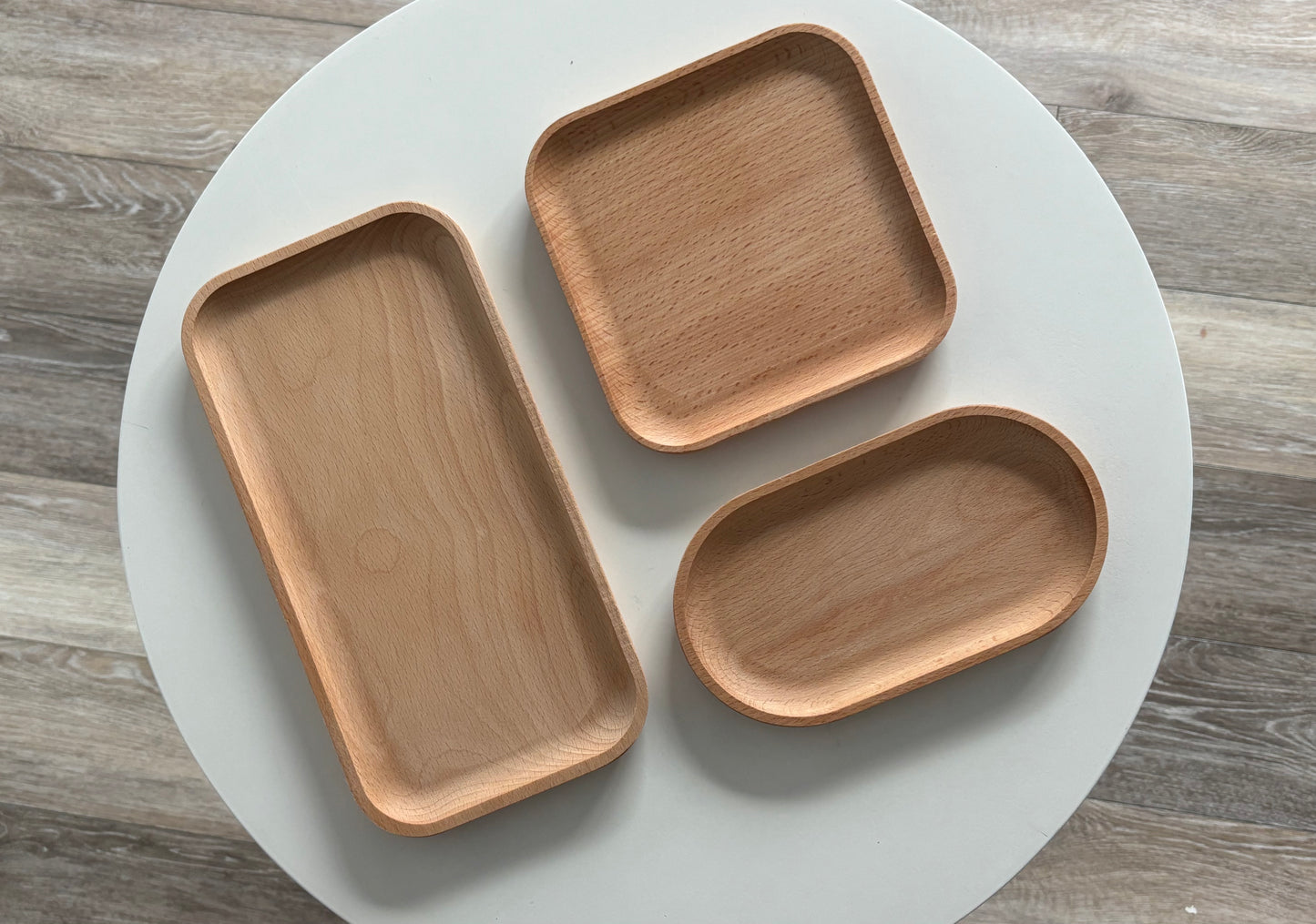 Home Café Beech Plate Trio - Minimalist Wooden Tableware Set