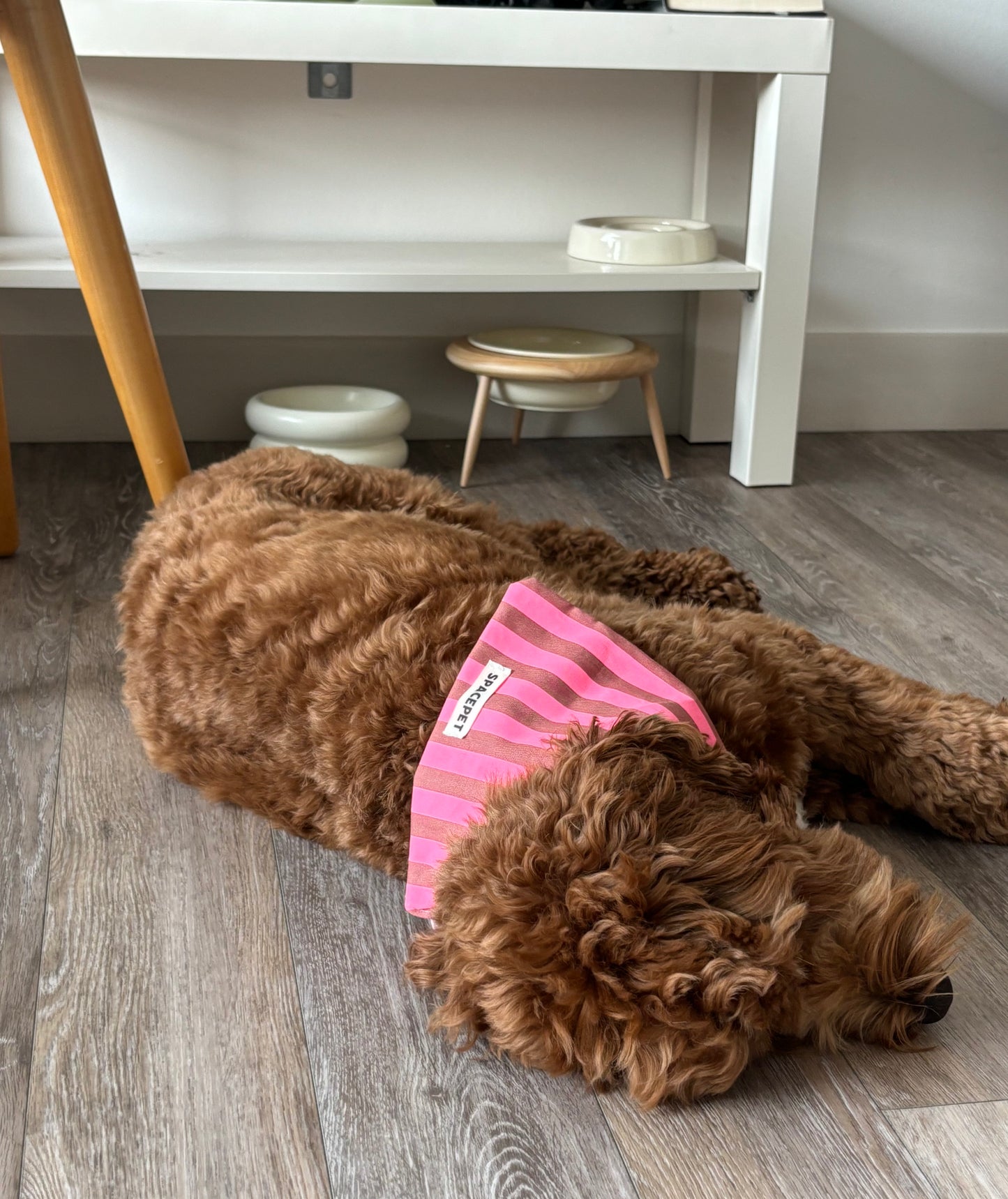 Handmade Cotton Dog Bandana – Pink Striped Pet Neckwear