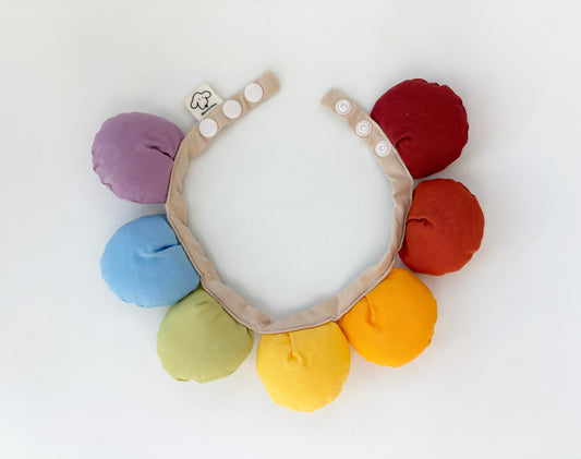 Puff Flower Bandana for Cats and Dogs (Rainbow)– Adjustable Collar Accessory