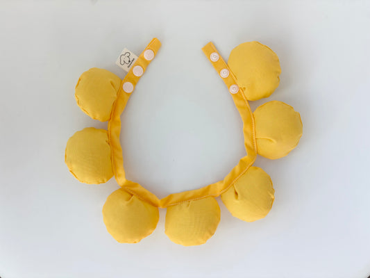 Puff Flower Bandana for Cats and Dogs (Yellow)– Adjustable Collar Accessory