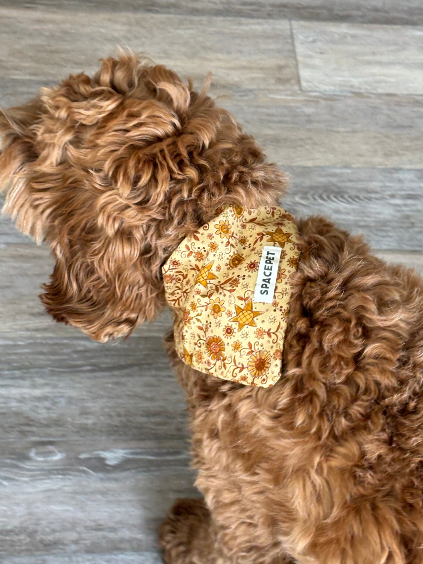 Handmade Cotton Dog Bandana – Yellow Sunflower Pet Neckwear