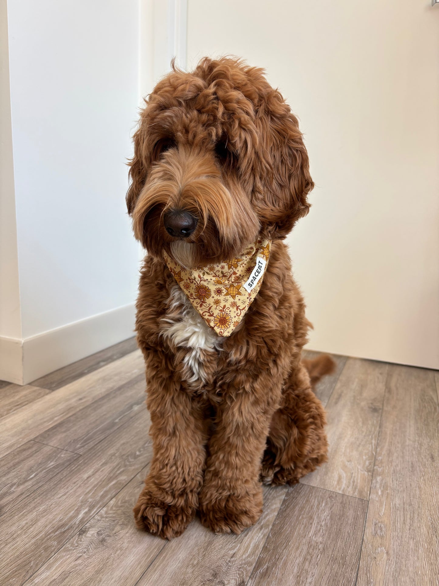Handmade Cotton Dog Bandana – Yellow Sunflower Pet Neckwear