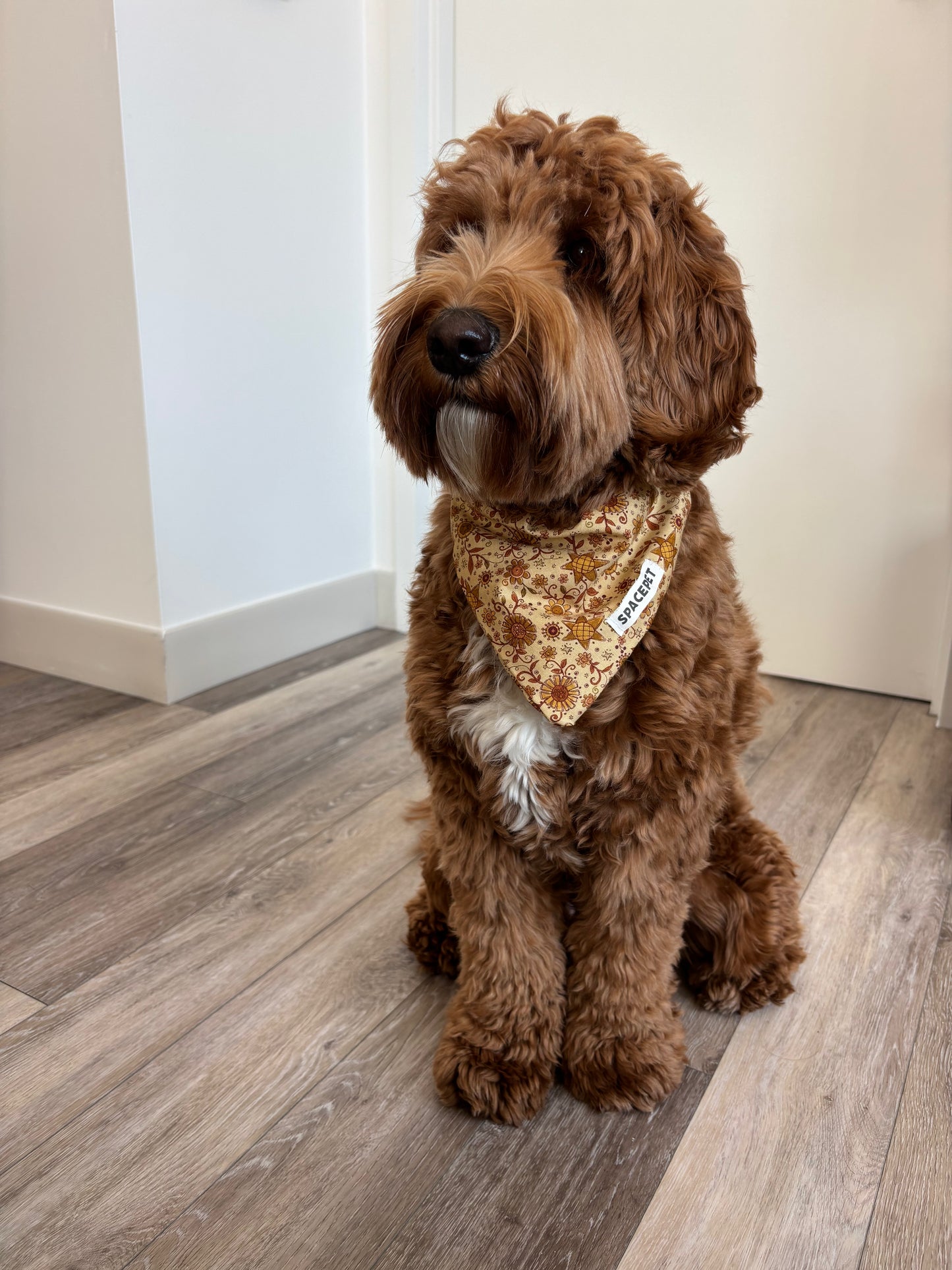 Handmade Cotton Dog Bandana – Yellow Sunflower Pet Neckwear