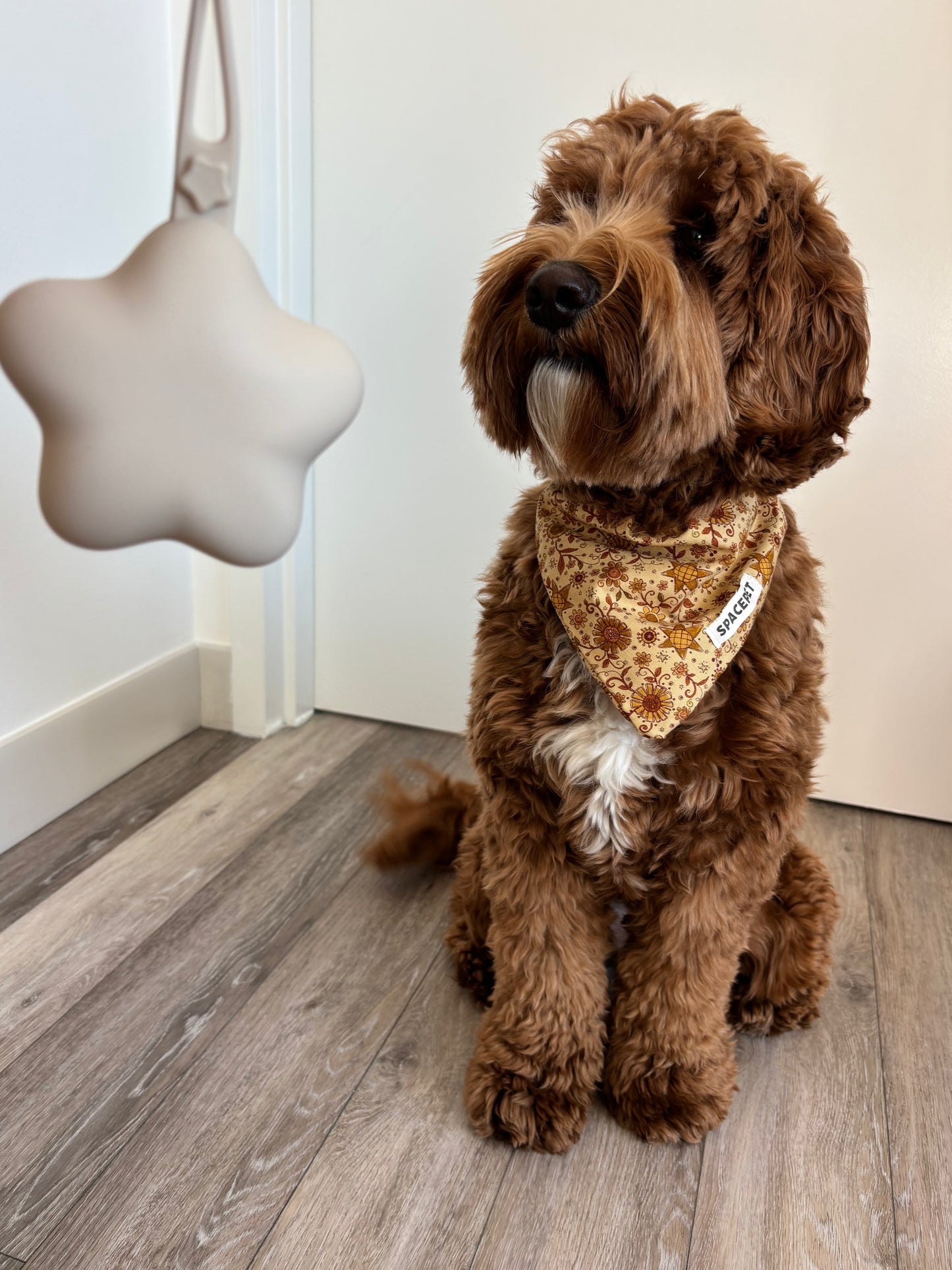 Handmade Cotton Dog Bandana – Yellow Sunflower Pet Neckwear