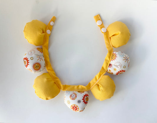 Puff Flower Bandana for Cats and Dogs (Yellow + Sunshine)– Adjustable Collar Accessory