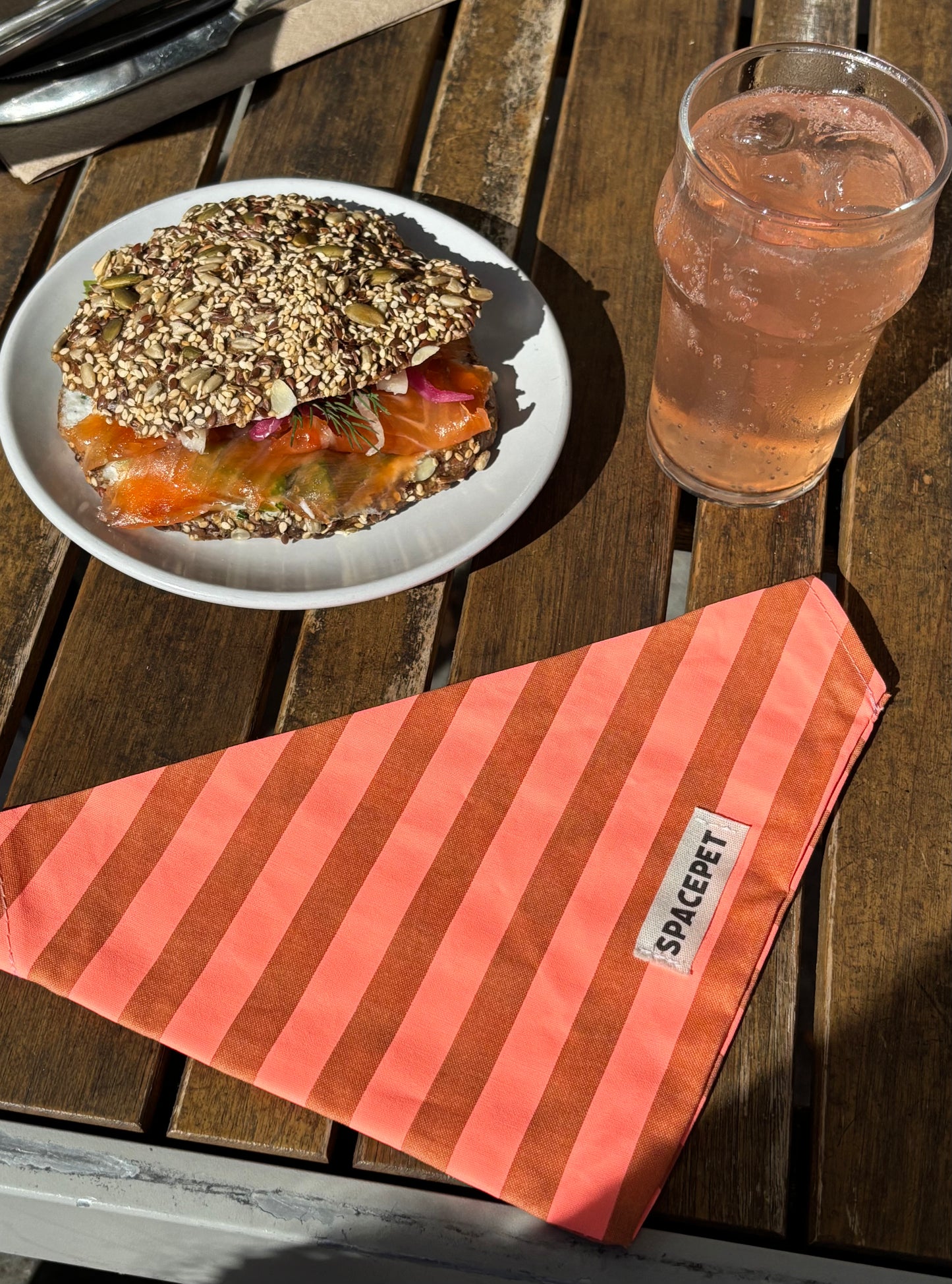 Handmade Cotton Dog Bandana – Orange Striped Pet Neckwear