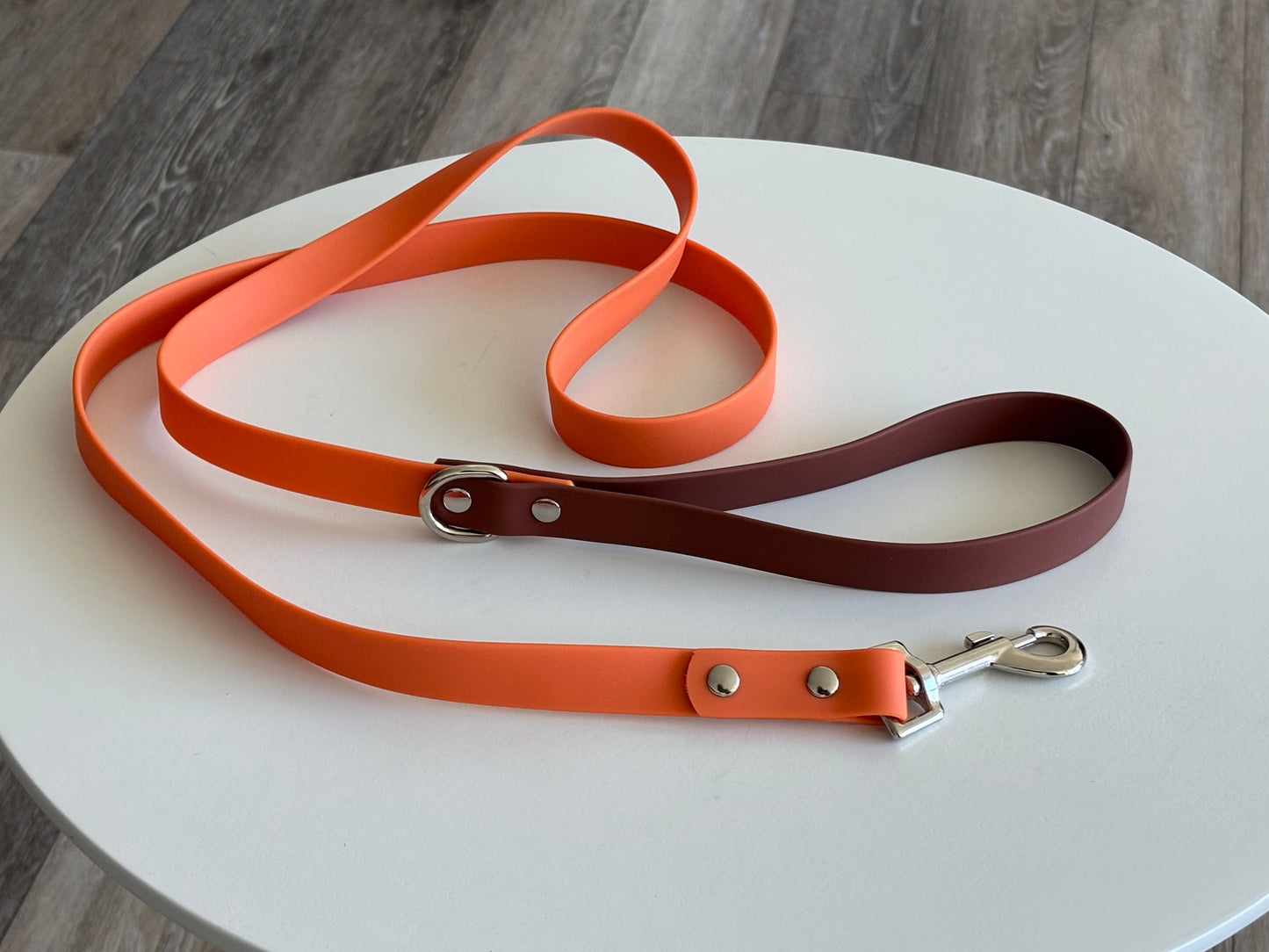 Saturn Orbit Dog Leash – Brown and Orange Waterproof PVC Space-Inspired Leash