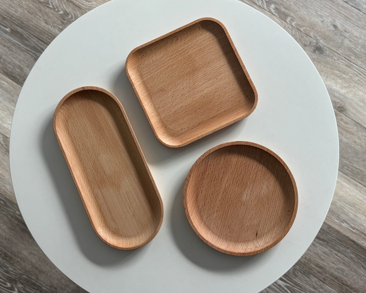 Home Café Beech Plate Trio - Minimalist Wooden Tableware Set