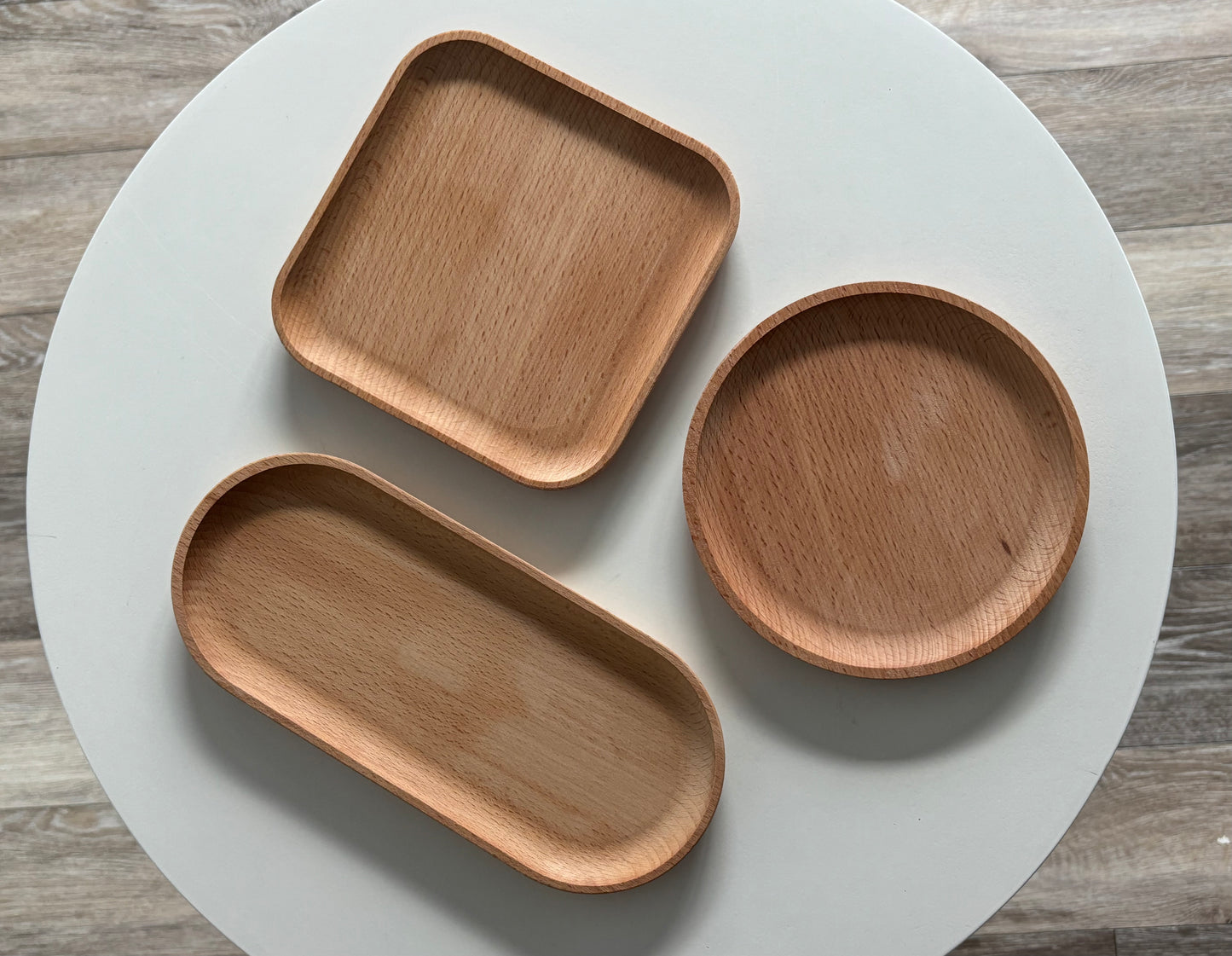 Home Café Beech Plate Trio - Minimalist Wooden Tableware Set