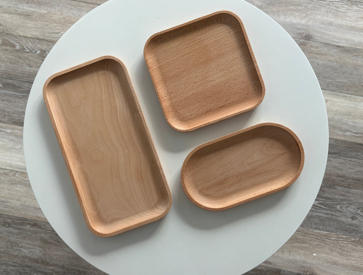 Home Café Beech Plate Trio - Minimalist Wooden Tableware Set