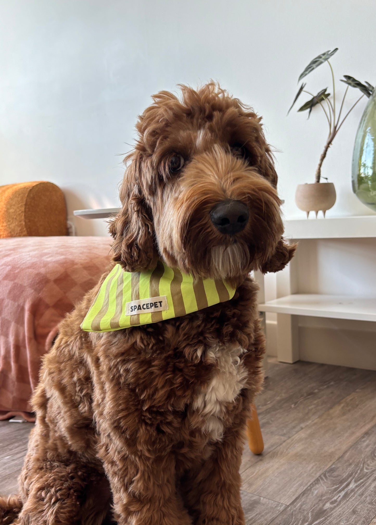 Handmade Cotton Dog Bandana – Yellow Striped Pet Neckwear