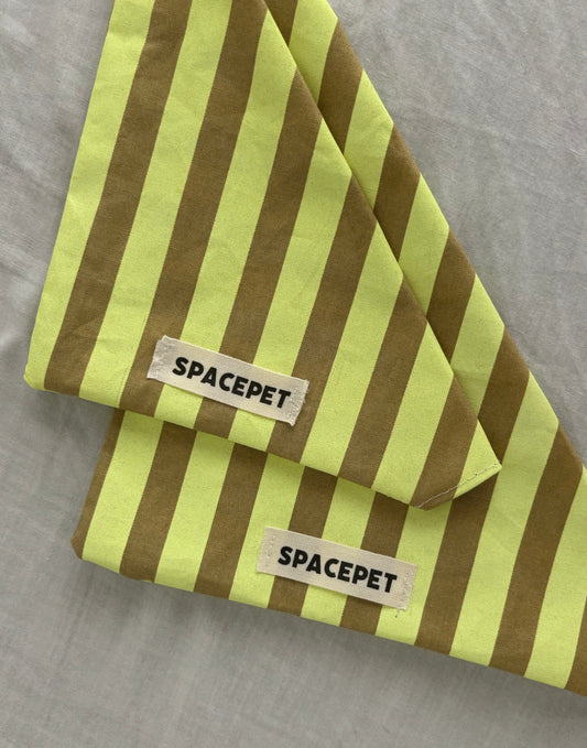 Handmade Cotton Dog Bandana – Yellow Striped Pet Neckwear